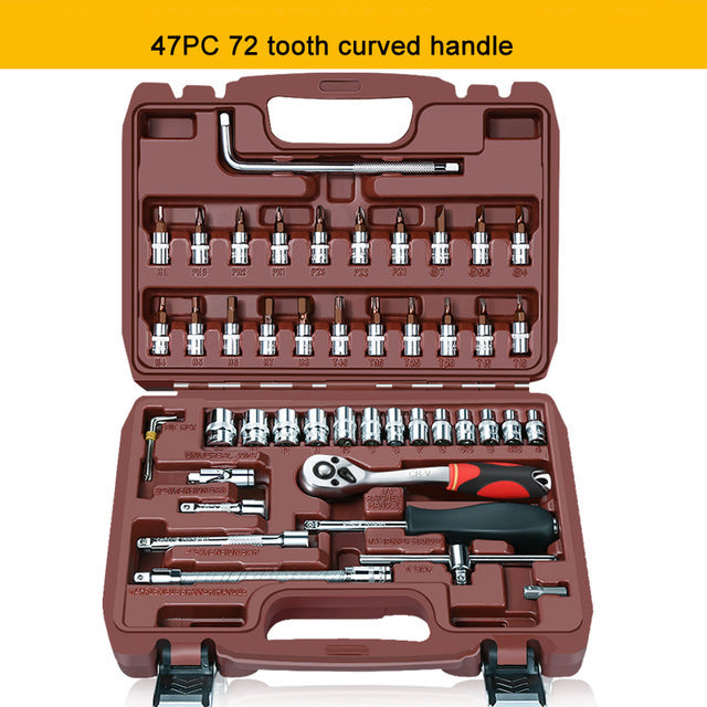 Auto repair tool ratchet quick socket wrench set